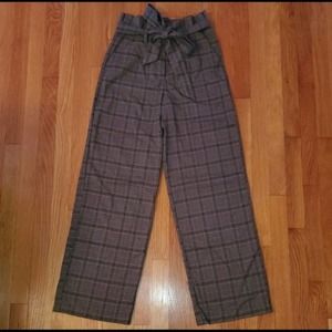 Plaid High Waisted Wide Leg Pants MEDIUM